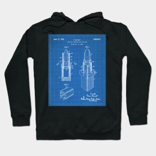 Lipstick Patent - Makeup Artist Beauty School Art - Blueprint Hoodie